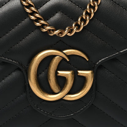 Gucci Calfskin Matelasse GG Marmont Chain Wallet Black 10 of 15