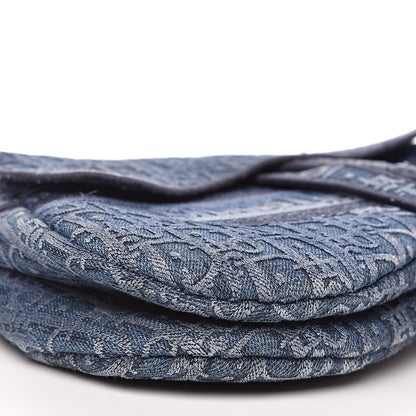Christian Dior Oblique Denim Saddle Bag Blue 8 of 10