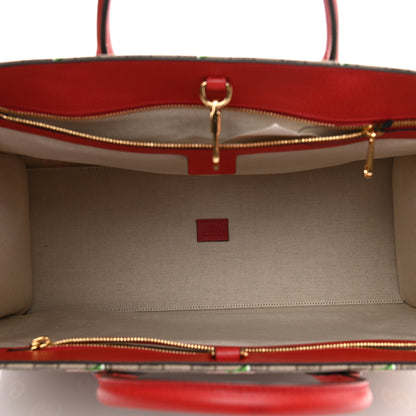 Gucci GG Supreme Monogram Apple Dollar Calfskin Large Retro Interlocking G Tote Bag Beige Ebony Multicolor Lobster Red 5 of 10
