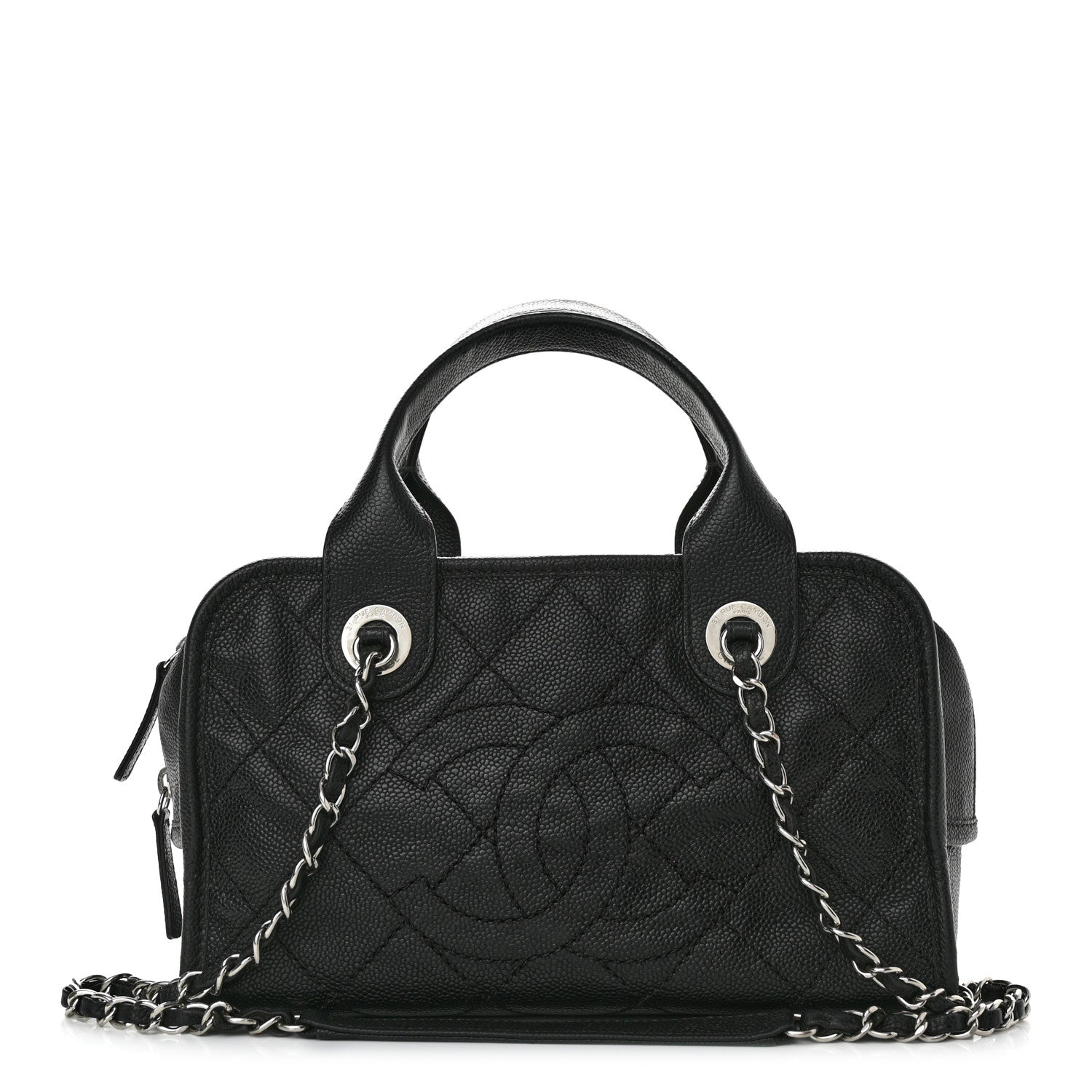 Chanel Caviar Quilted Small Deauville Bowling Bag Black 1 of 10