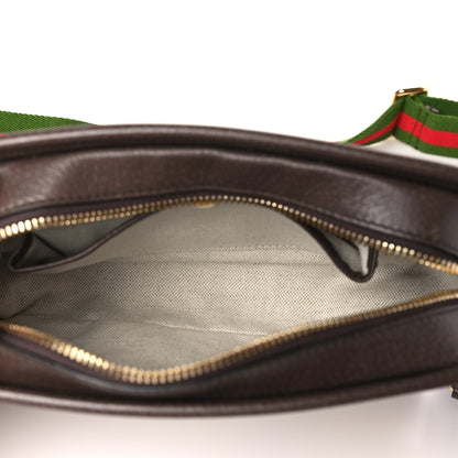 Gucci Monogram Jumbo GG Textured Dollar Calfskin Web Mini Crossbody Bag Camel Ebony New Acero 5 of 9
