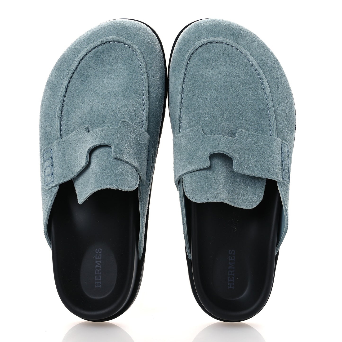 Suede Calfskin Womens Go Mules 39 Bleu Pinede