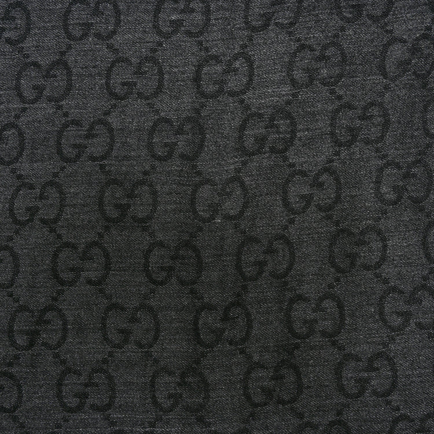 Gucci Wool Silk GG Monogram Fringe Scarf Anthracite Black 5 of 6
