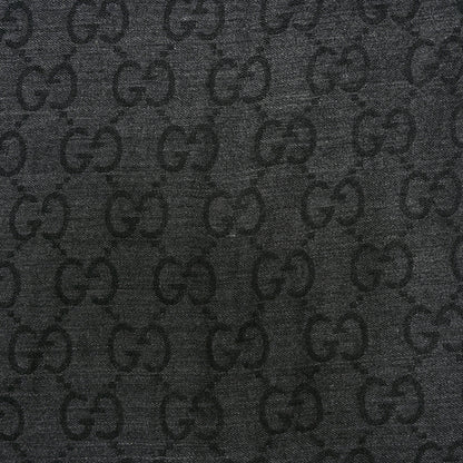 Gucci Wool Silk GG Monogram Fringe Scarf Anthracite Black 5 of 6