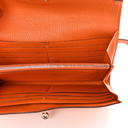 Hermes Chevre Mysore Kelly Longue Wallet Orange 5 of 22