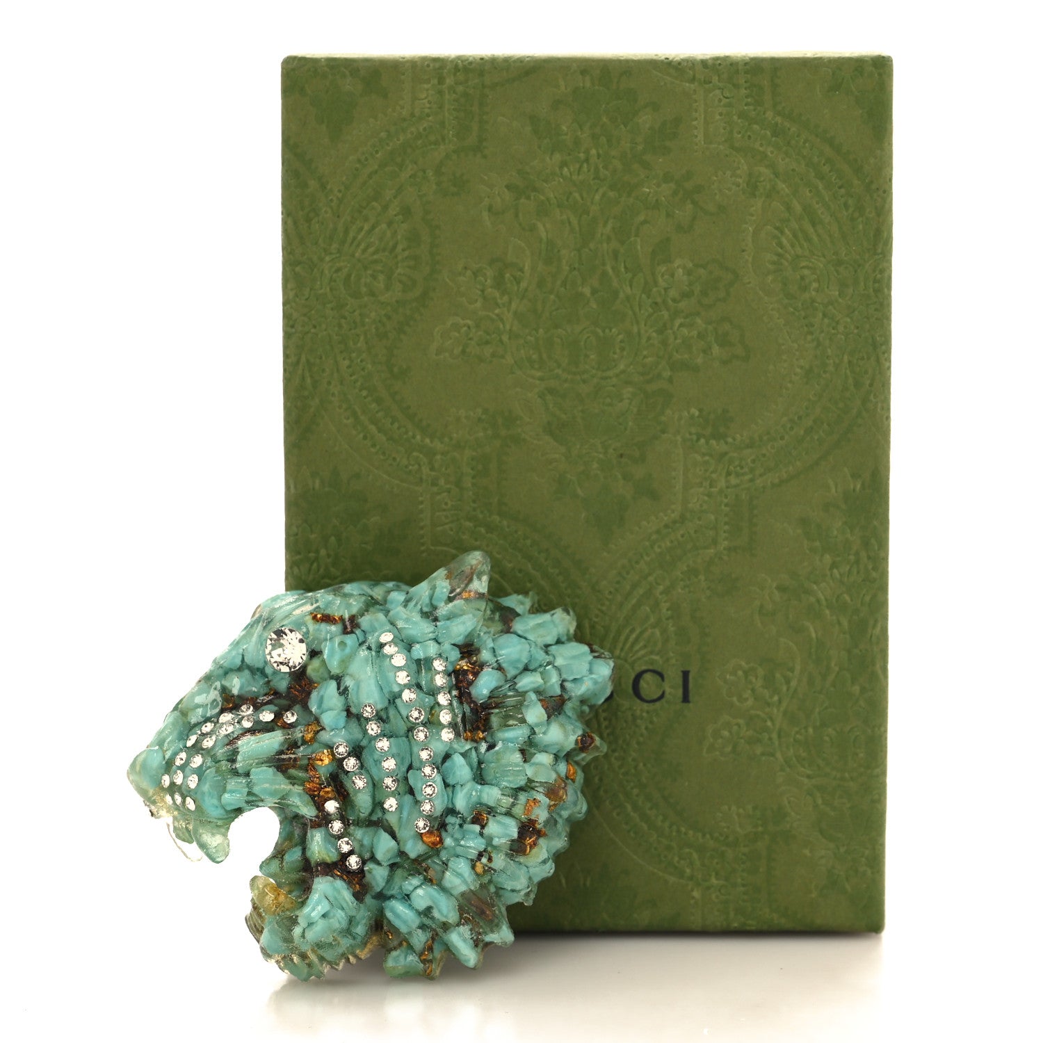 Gucci Resin Crystal Rajah Brooch Turquoise 4 of 4