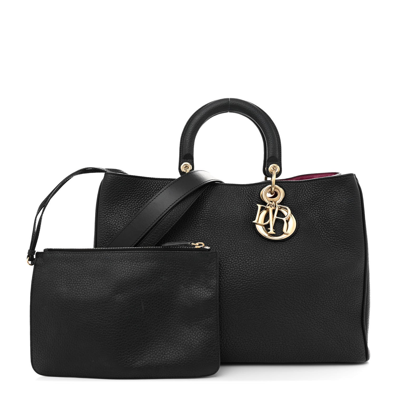 Christian Dior Bullcalf Large Diorissimo Tote Black Rose Indien 3 of 18