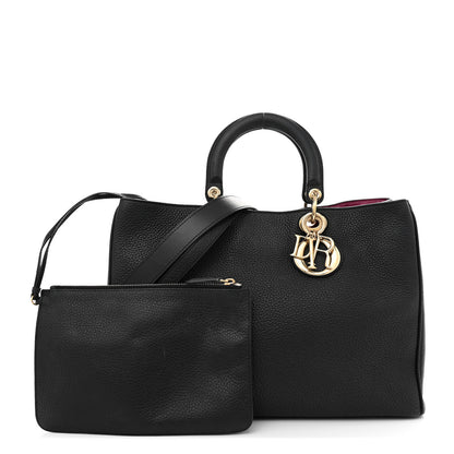Christian Dior Bullcalf Large Diorissimo Tote Black Rose Indien 3 of 18
