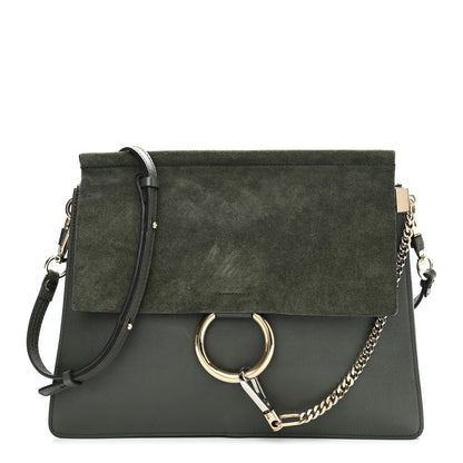 Chloe Calfskin Suede Medium Faye Shoulder Bag Deep Forest 1 of 9