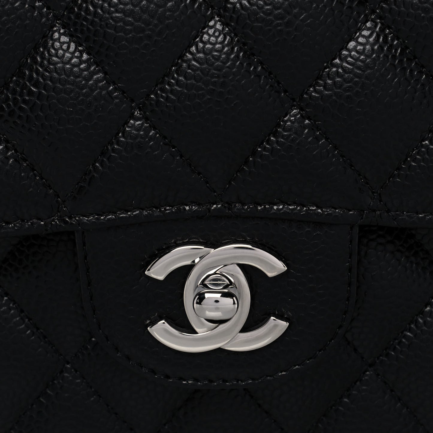 Caviar Quilted Medium Double Flap Black