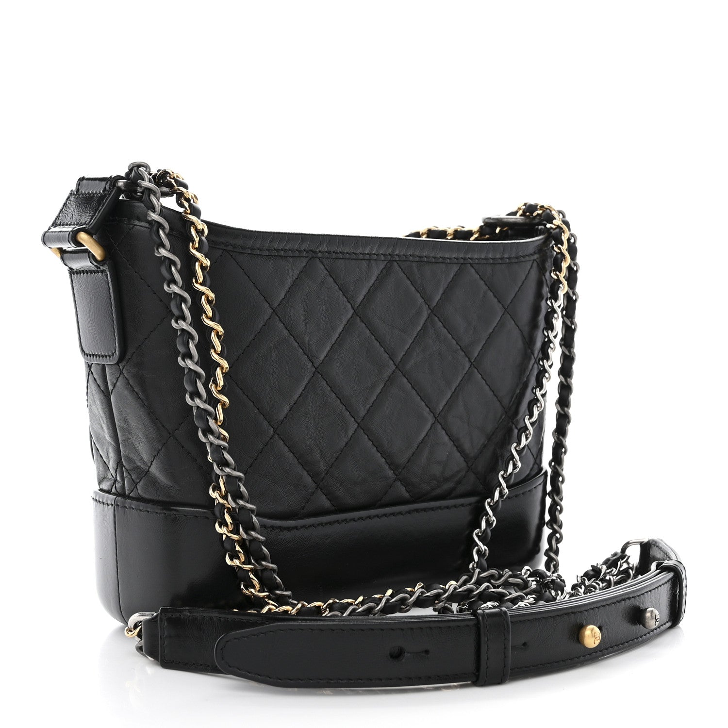 Chanel Aged Calfskin Quilted Small Gabrielle Hobo Black 3 of 11