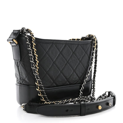 Chanel Aged Calfskin Quilted Small Gabrielle Hobo Black 3 of 11