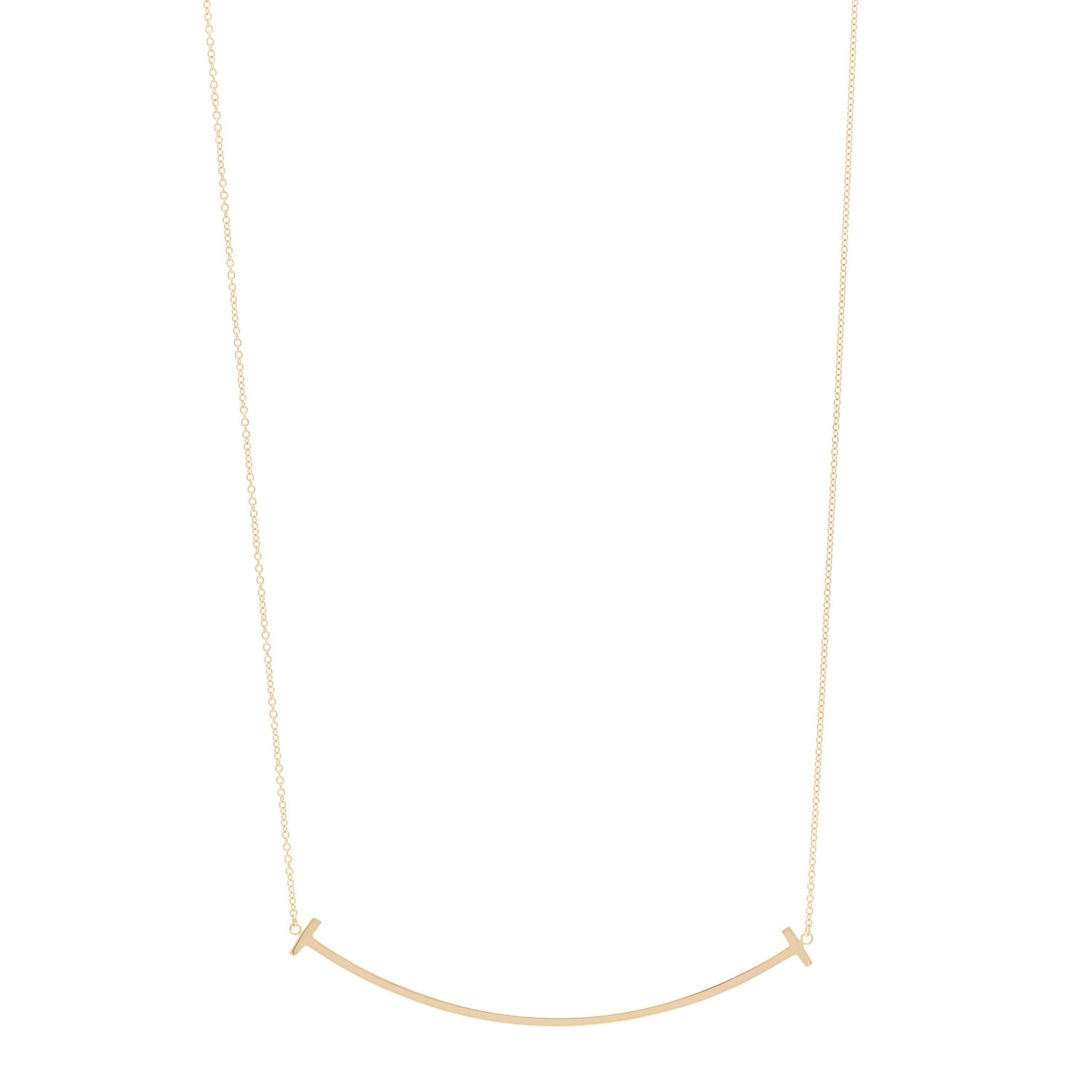 18K Yellow Gold Large T Smile Pendant Necklace