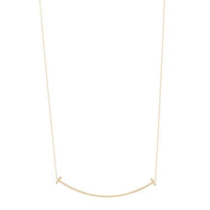Tiffany 18K Yellow Gold Large T Smile Pendant Necklace 1 of 4