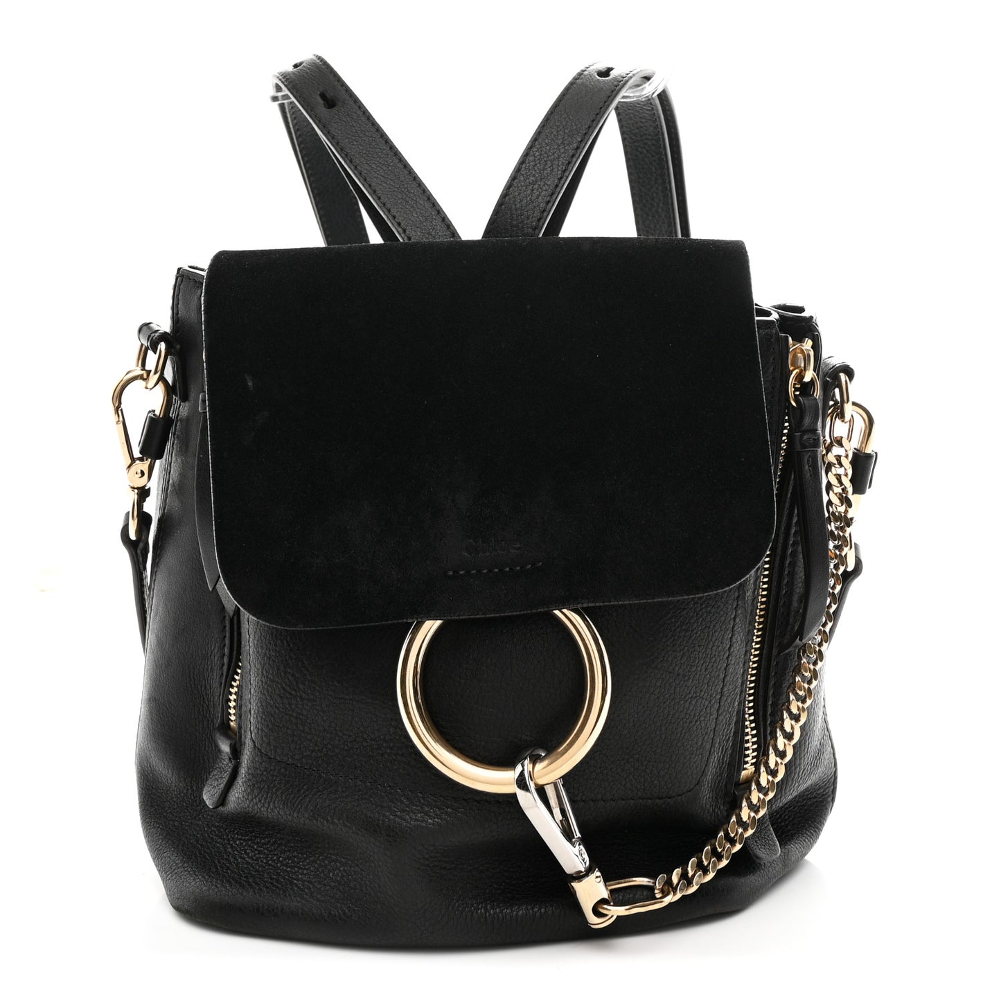 Suede Calfskin Medium Faye Backpack Black Black