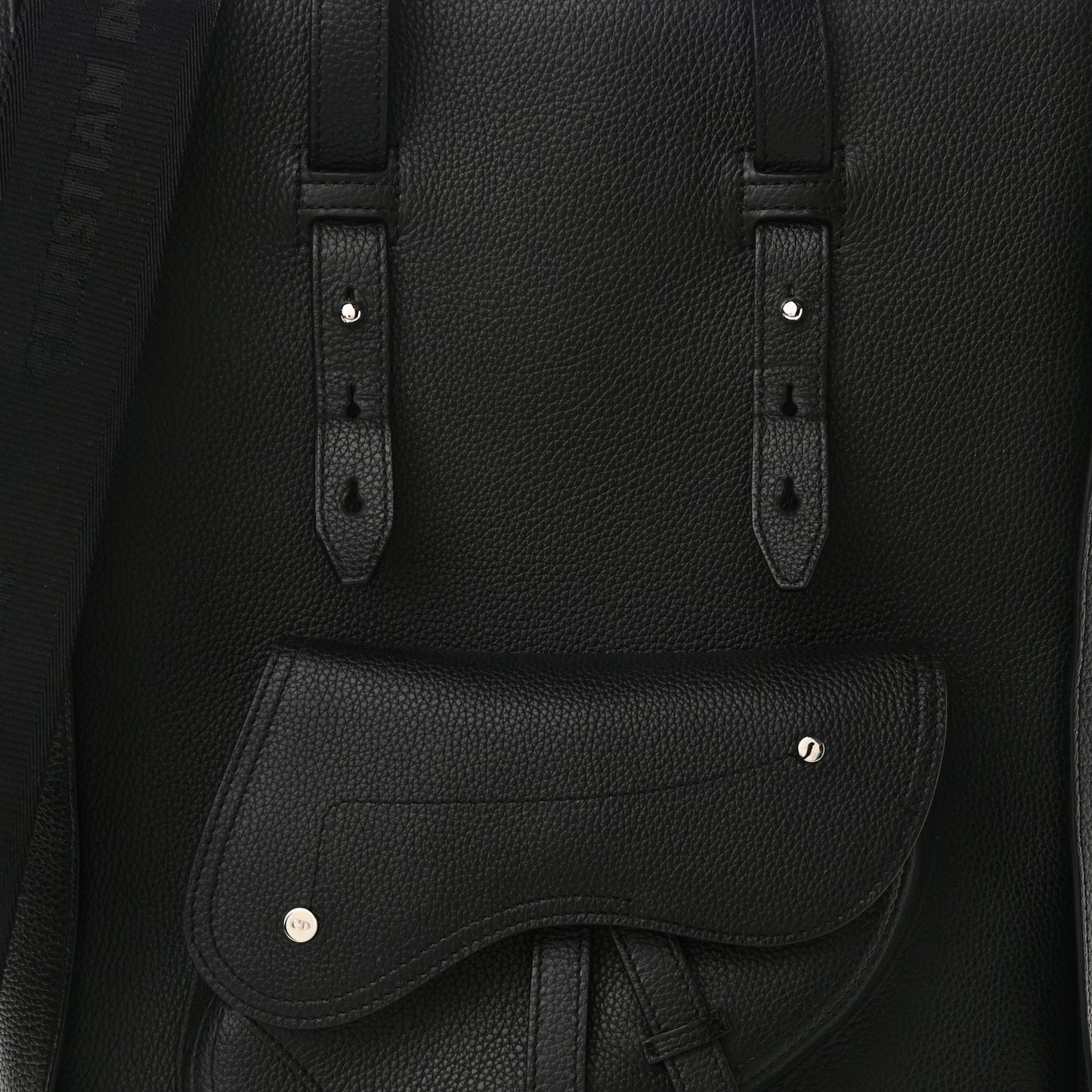 Grained Calfskin Saddle Tote Black