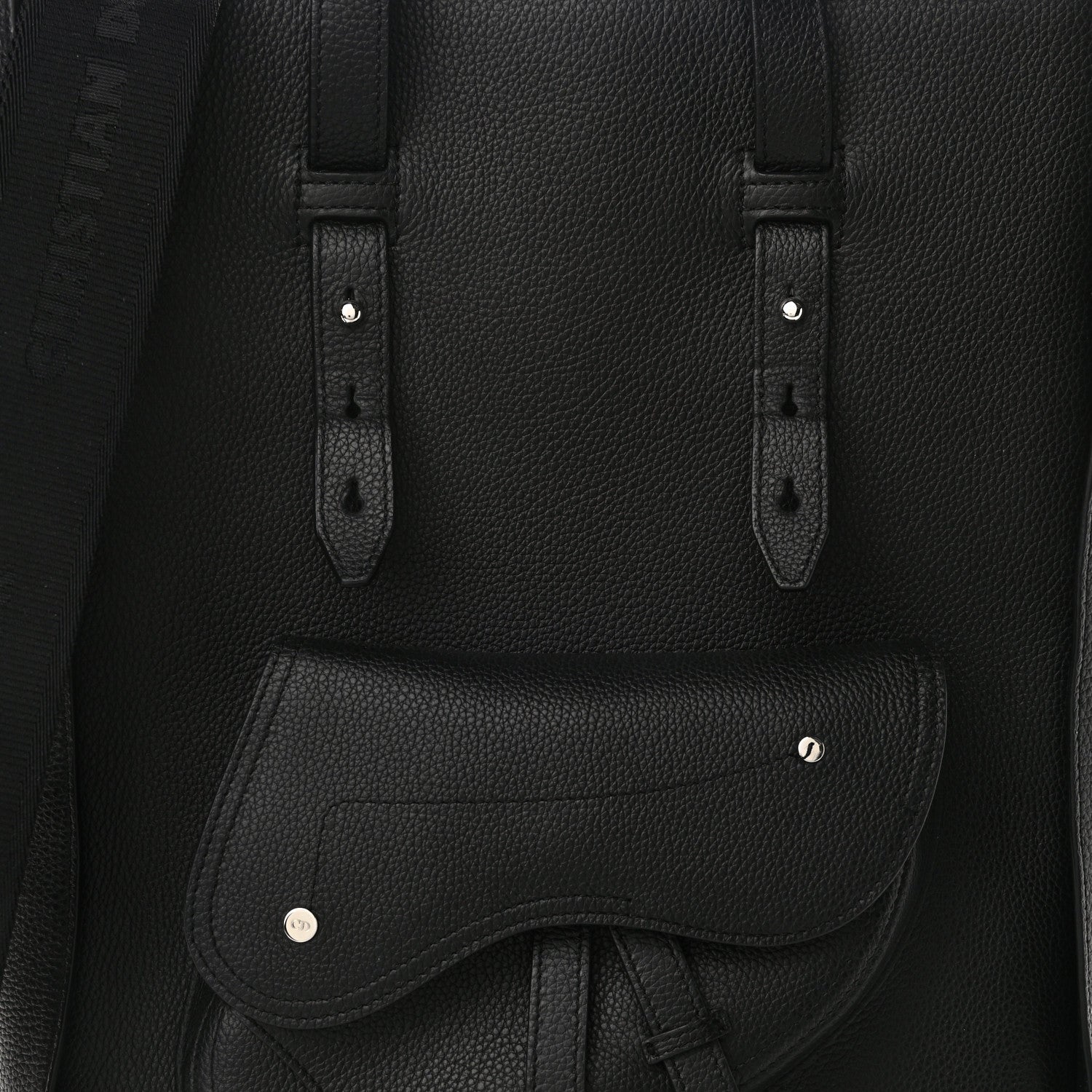 Christian Dior Grained Calfskin Saddle Tote Black 10 of 13