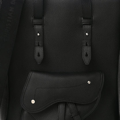Christian Dior Grained Calfskin Saddle Tote Black 10 of 13