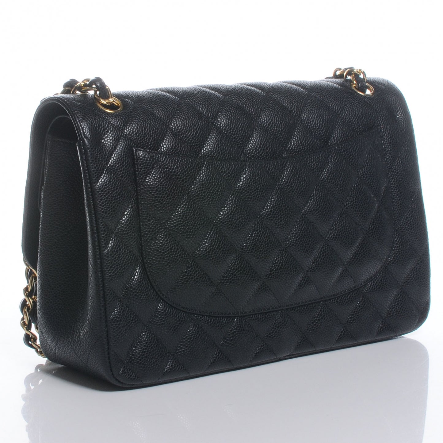 Caviar Quilted Jumbo Double Flap Black