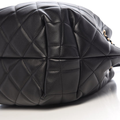 Chanel Lambskin Quilted CC Dweller Drawstring Tote Black 9 of 11