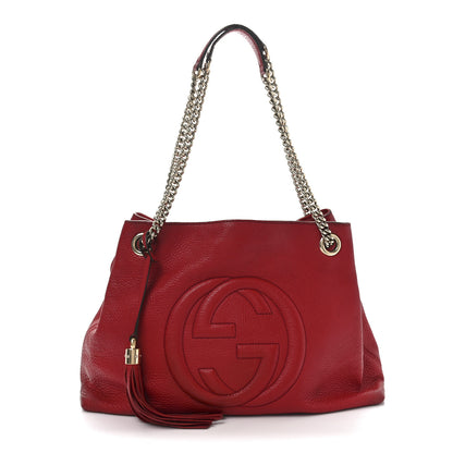 Gucci Pebbled Calfskin Medium Soho Chain Shoulder Bag Tabasco Red 1 of 12