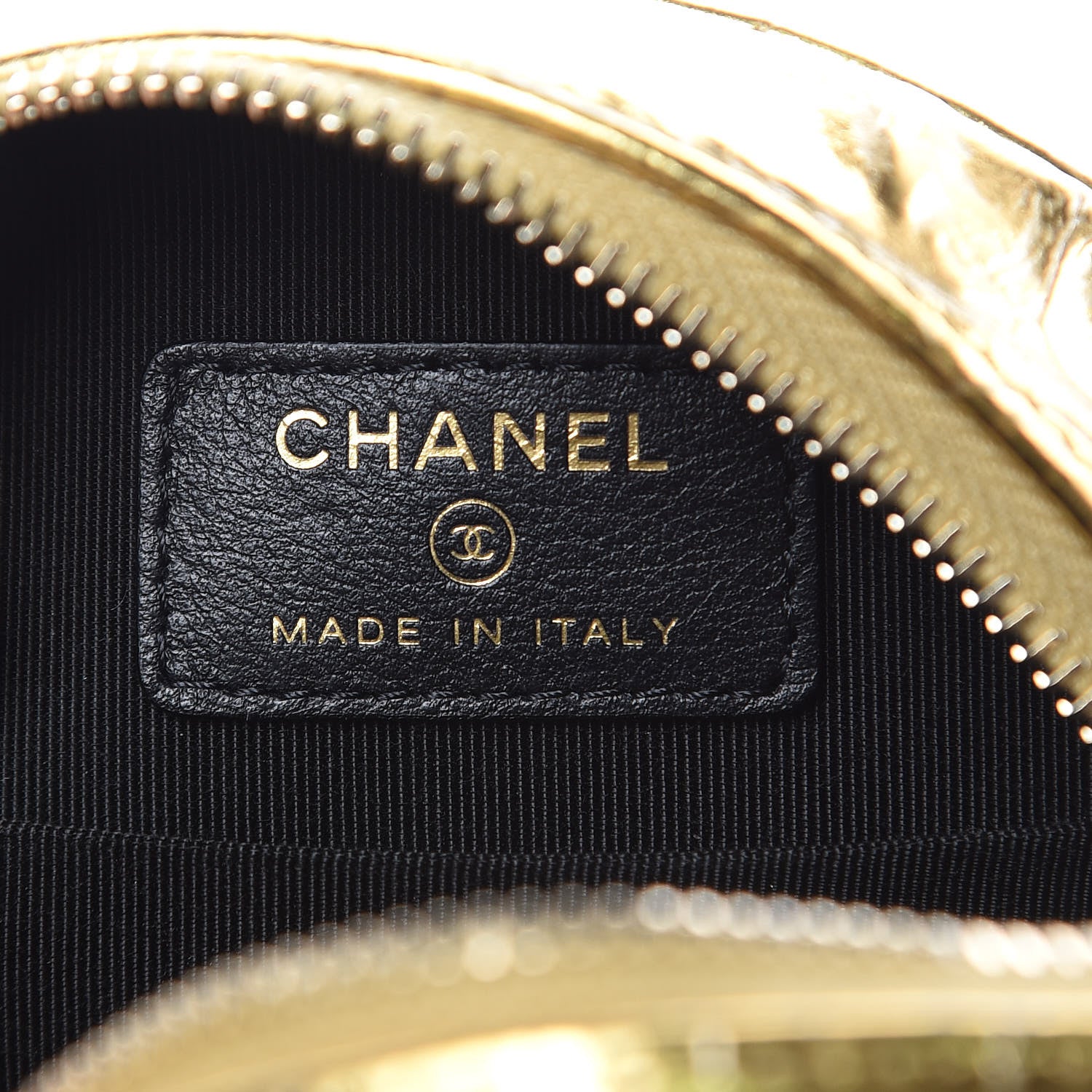 Chanel Metallic Calfskin Crocodile Embossed Cocodile Round Clutch with Chain Gold 6 of 8