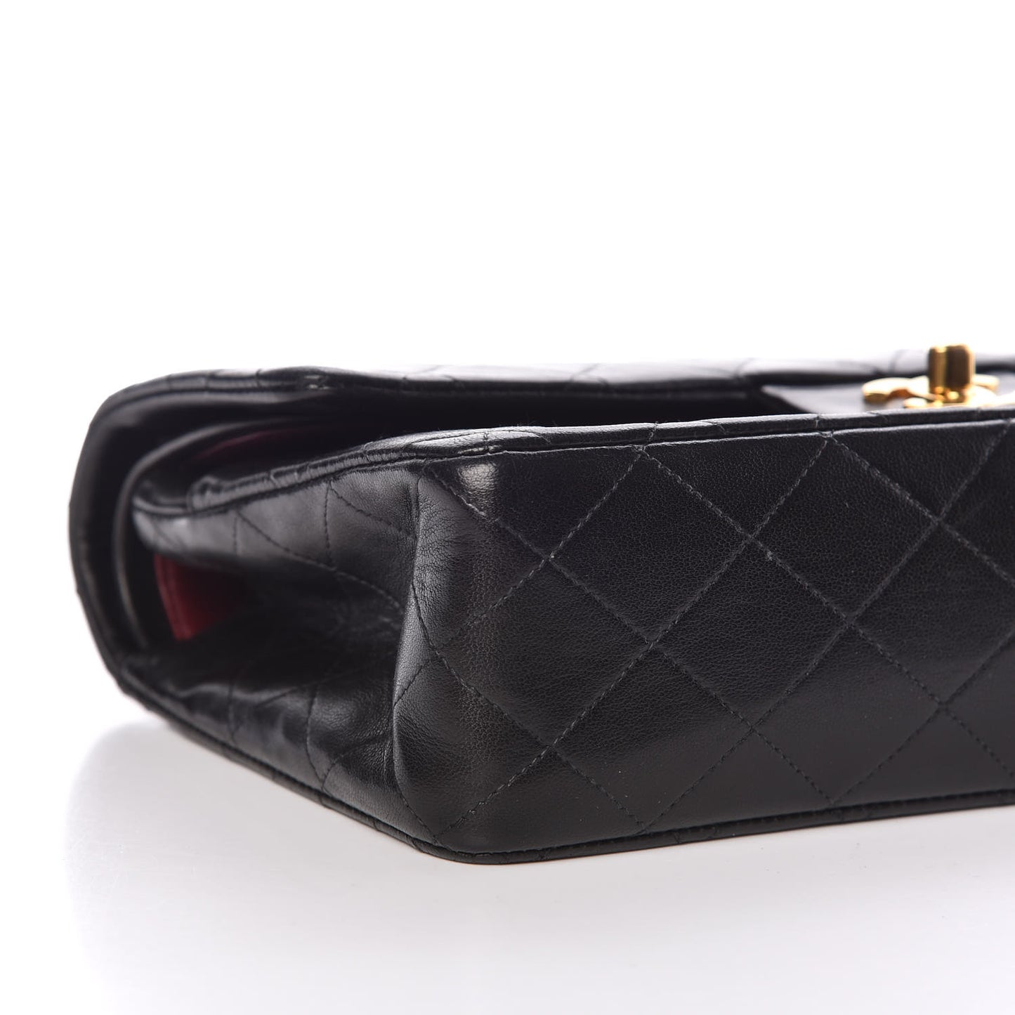 Lambskin Quilted Medium Double Flap Black