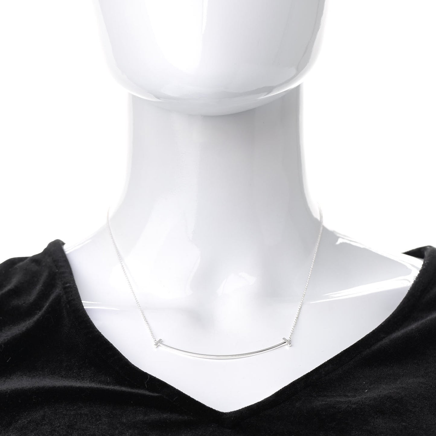 Sterling Silver Large T Smile Pendant Necklace