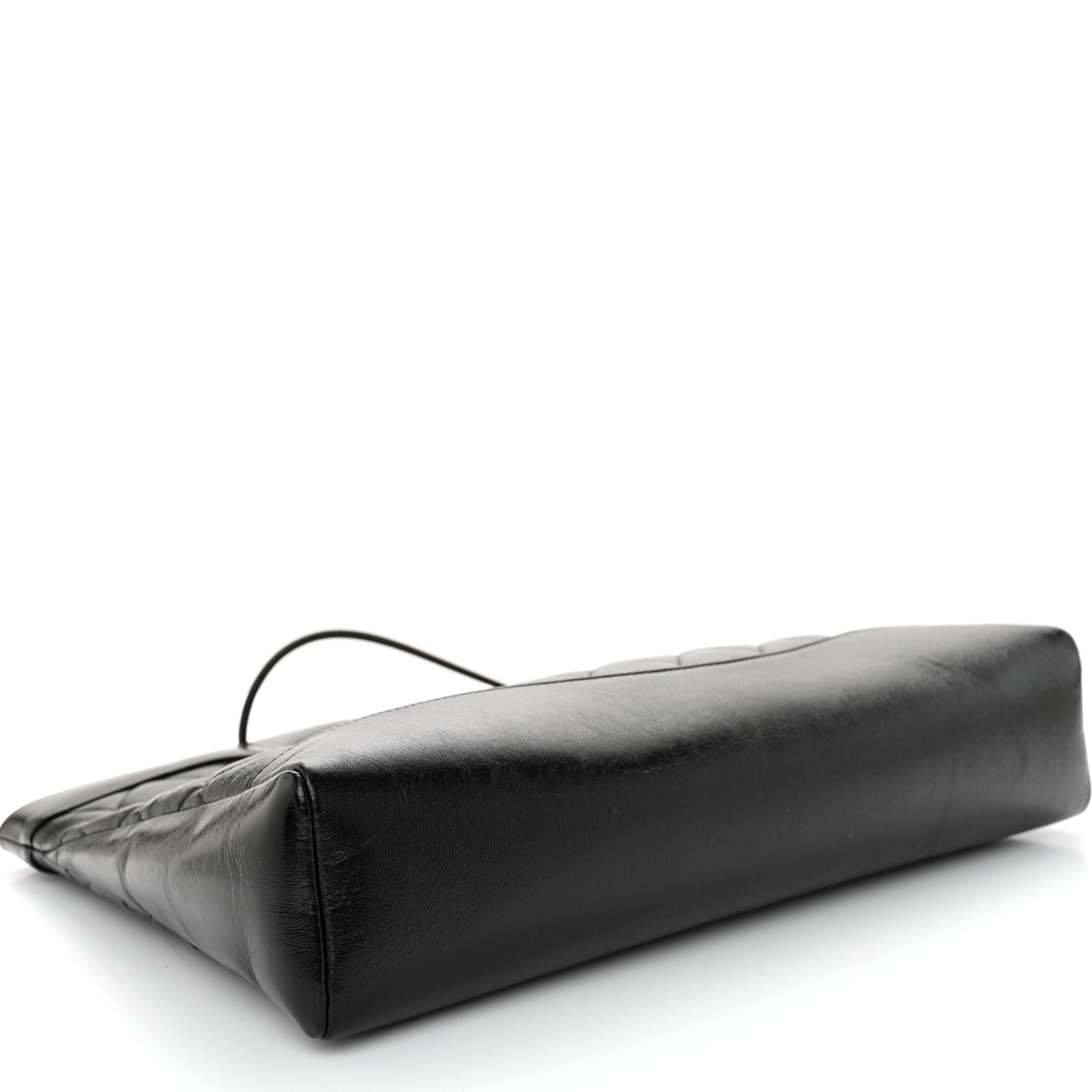 Shiny Lambskin Quilted 31 Shopping Bag Black
