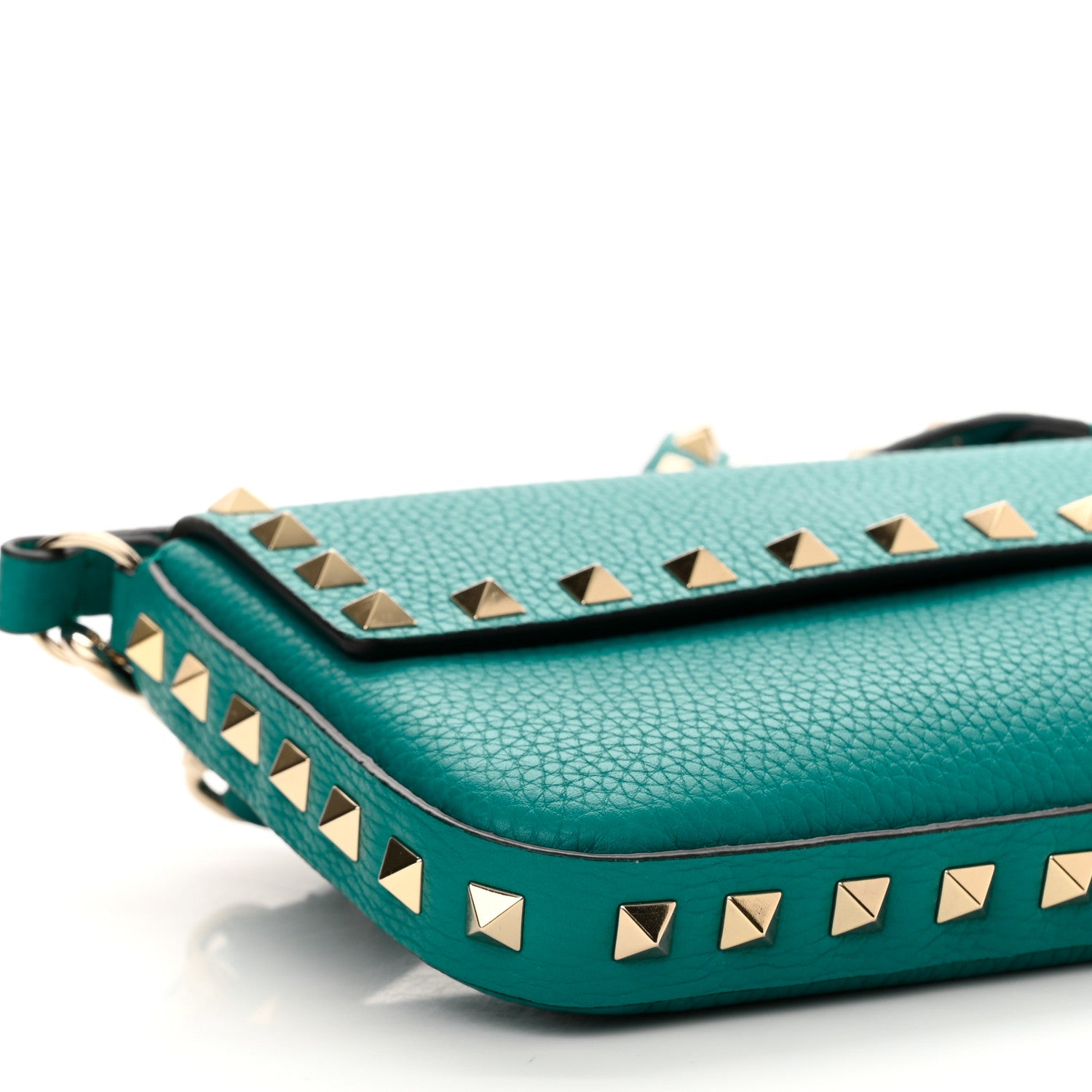 Valentino Garavani Grainy Calfskin Rockstud Crossbody Pouch Ultra Marine Green 8 of 10