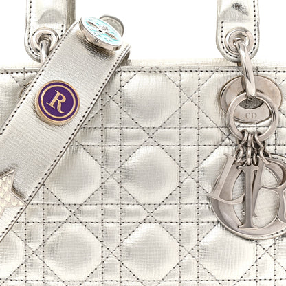 Christian Dior Metallic Grained Calfskin Cannage Small Lucky Badges My Lady Dior Silver 8 of 19