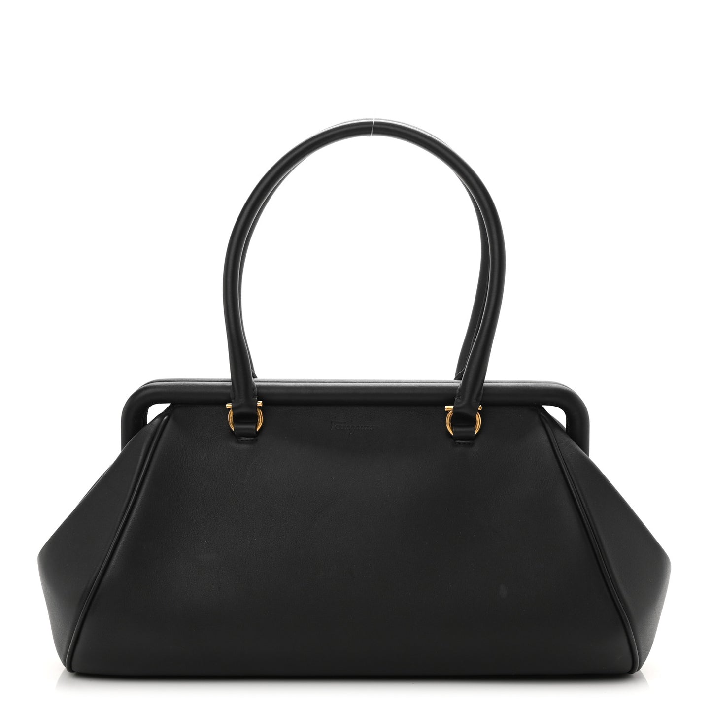 Calfskin Frame Satchel Black