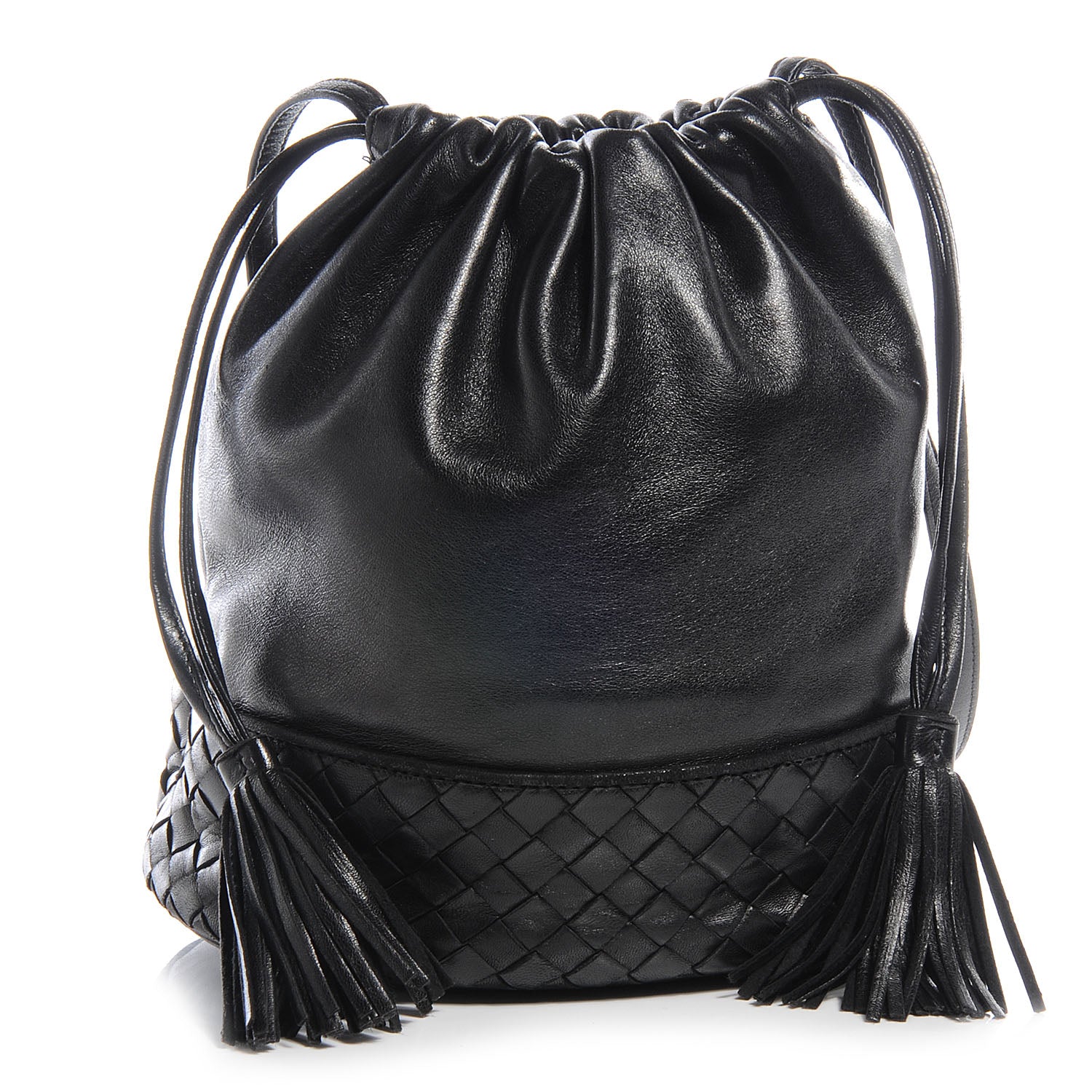 Bottega Veneta Vintage Leather Drawstring Shoulder Bag Black 1 of 8