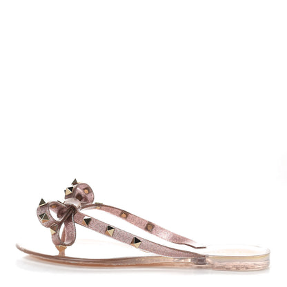 Valentino Garavani PVC Jelly Glitter Rockstud Bow Thong Sandals 35 Multicolor 1 of 10