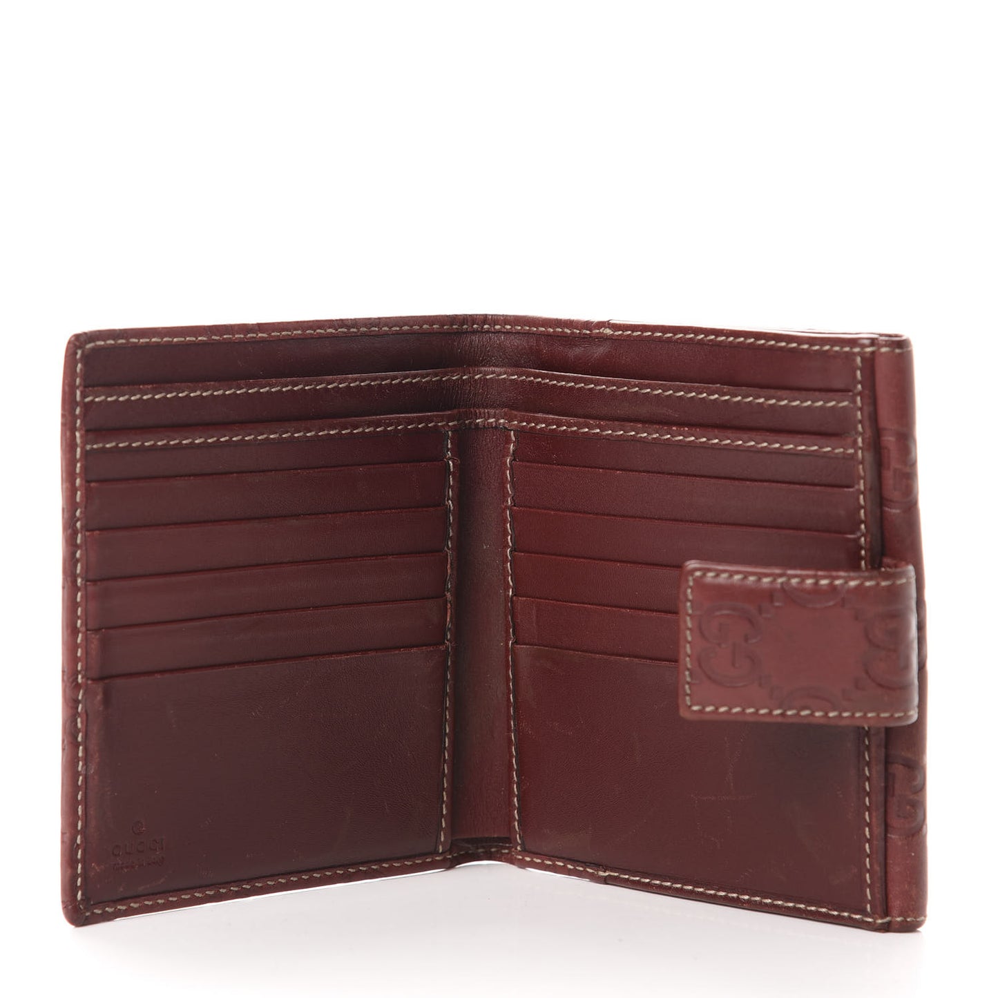 Guccissima Metal Bar French Flap Wallet Brown