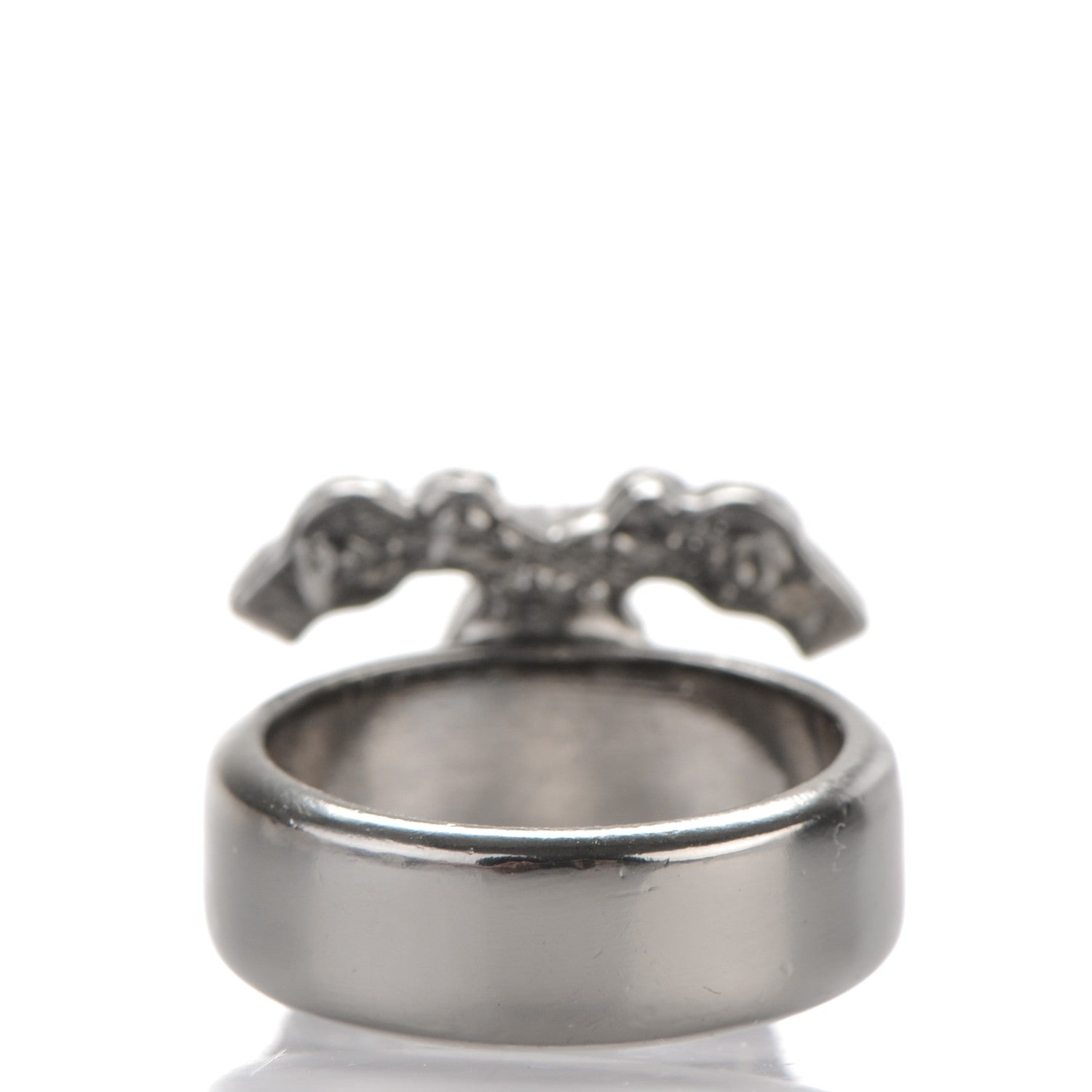 Chanel Ruthenium Crystal CC Ring Dark Grey 52 6.5 3 of 4