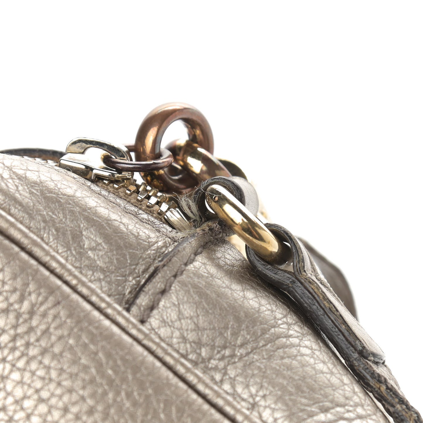 Metallic Pebbled Calfskin Small Soho Disco Bag Golden Beige