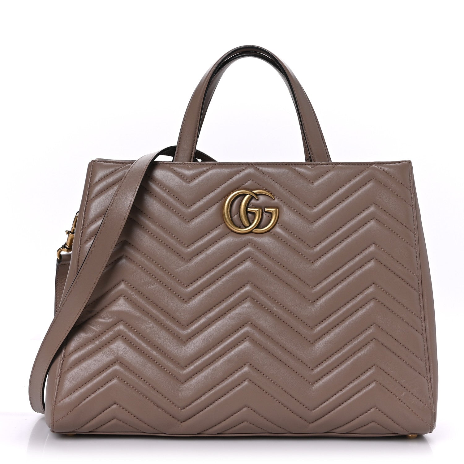 Gucci Calfskin Matelasse Medium GG Marmont Tote Porcelain Rose 1 of 10