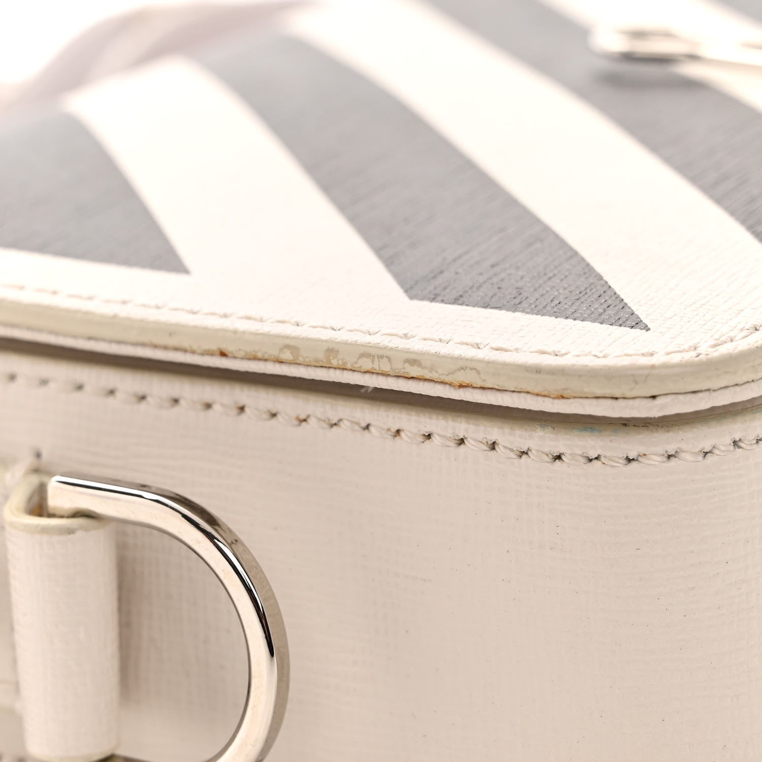 Off-White Calfskin Diag Flap Bag White Black 13 of 13