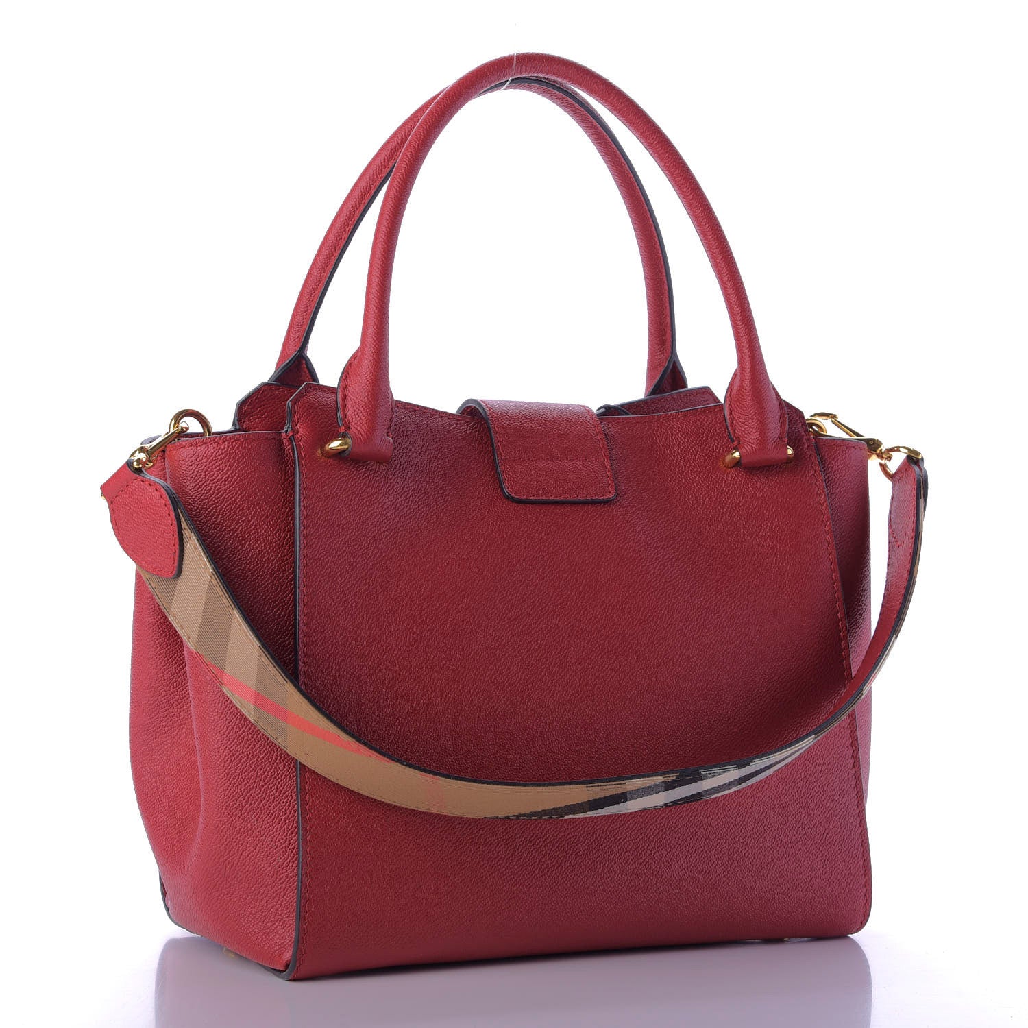 Burberry Soft Grain Calfskin Medium Buckle Tote Parade Red 4 of 10