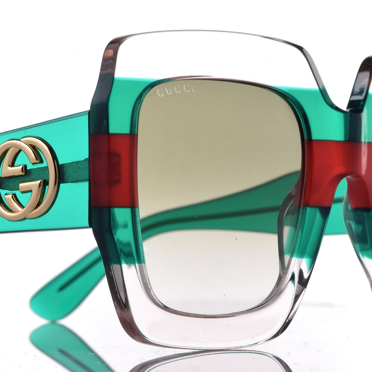 Square Web Frame GG0178S Sunglasses Green Red