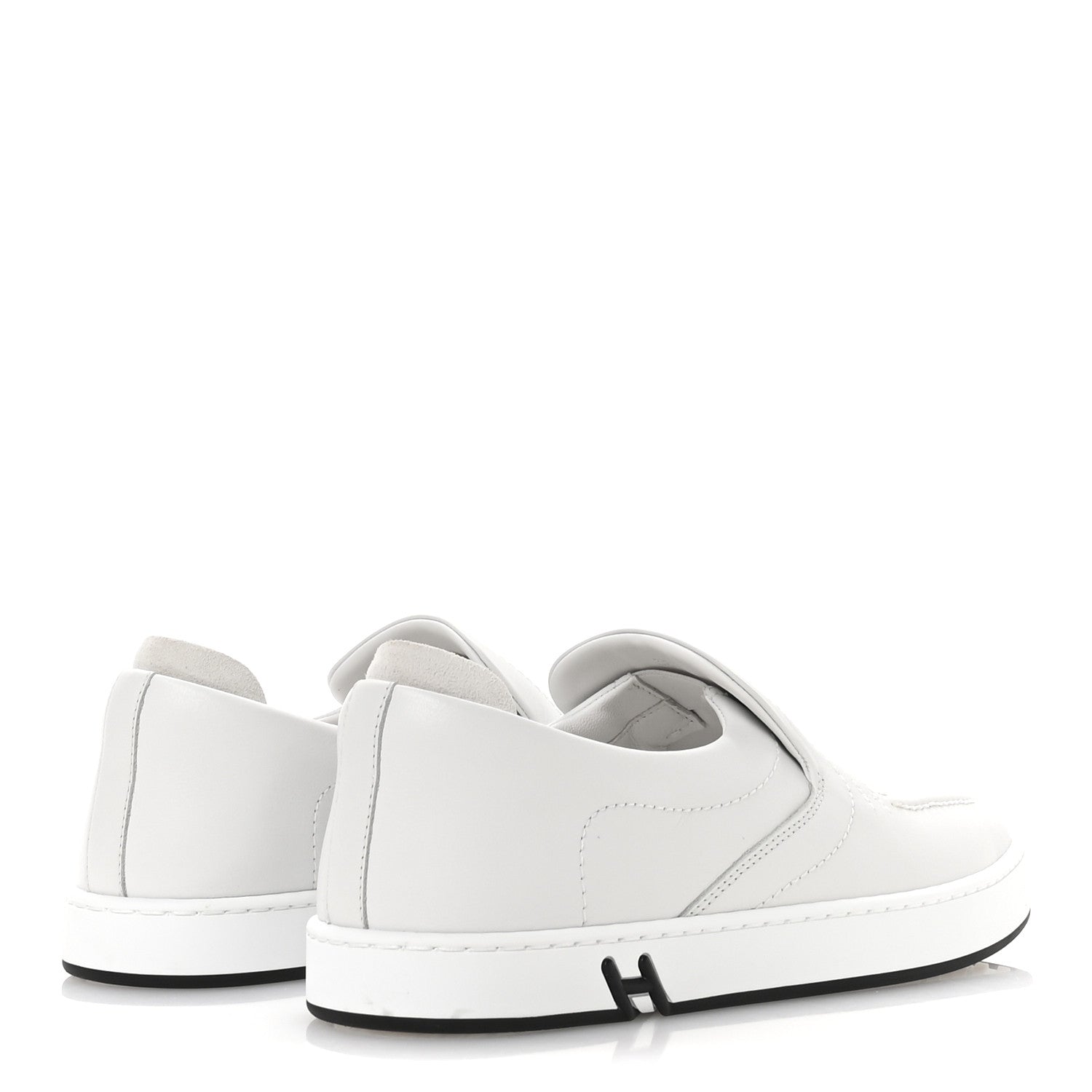 Hermes Calfskin Suede Goatskin Kiddy Slip On Sneakers 38 White 5 of 9