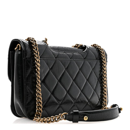 Chanel Glazed Calfskin Quilted Medium Perfect Edge Flap Black 3 of 15