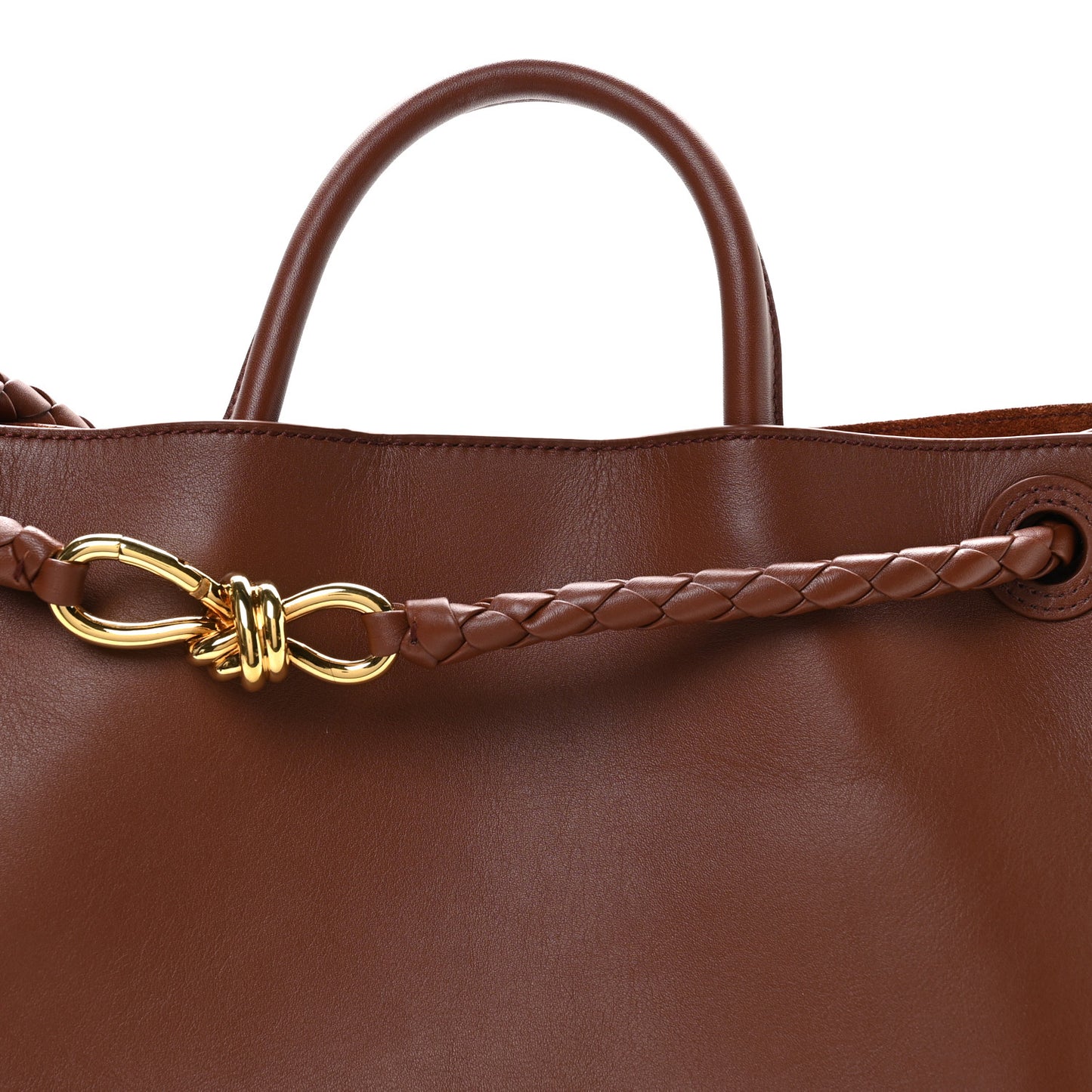 Silky Calfskin Medium Andiamo Shoulder Bag Sapele Redstone