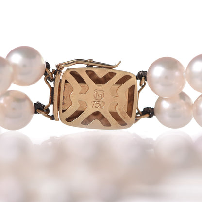 Mikimoto 18K Yellow Gold 6mm Akoya Pearl Double Strand Bracelet 4 of 6