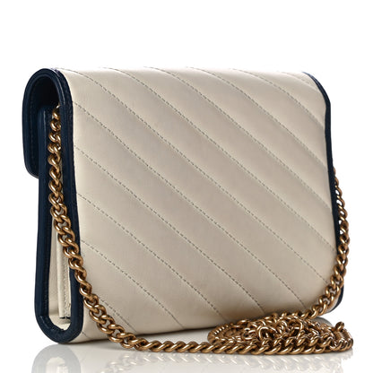 Gucci Vintage Effect Calfskin Matelasse Diagonal Torchon GG Marmont Chain Wallet Mystic White Blue Agata 4 of 21