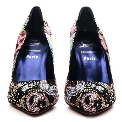 Christian Louboutin Suede Crystal Embellished Starlight Hot Chick 100 Pumps 40 Black Multicolor 3 of 10