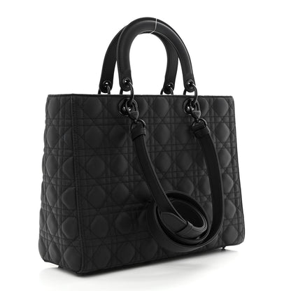 Christian Dior Ultra Matte Calfskin Cannage Large Lady Dior Black 3 of 10