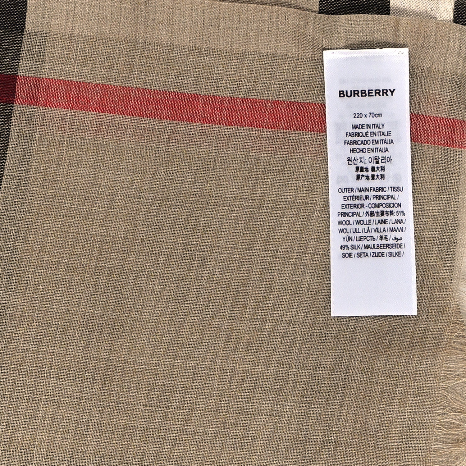 Burberry Wool Silk House Check Lightweight Scarf Archive Beige 4 of 4