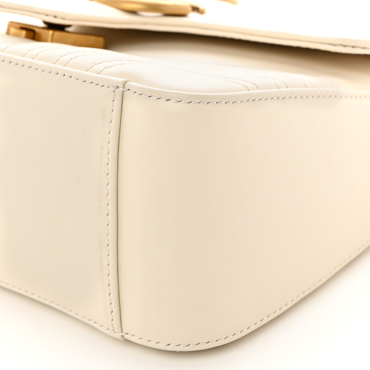 Calfskin Matelasse Mini GG Marmont Top Handle Shoulder Bag White